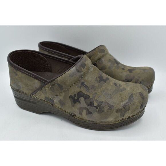 Dansko Womens Size EU 38 US 7.5-8 Camo Camouflage Suede Professional Clogs Shoes - Picture 4 of 12